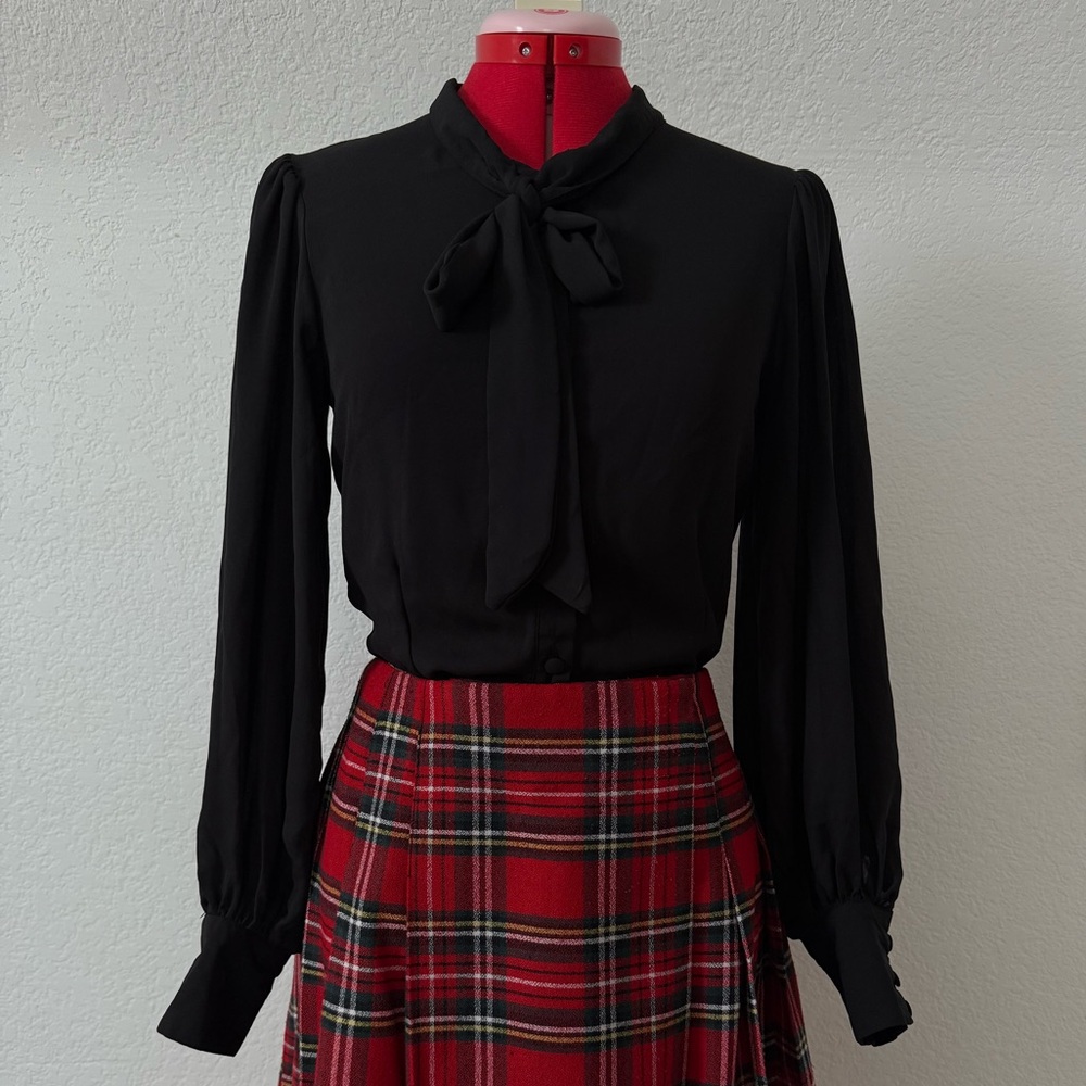 Unique Vintage 1940s Black Neck Tie Gwen Blouse